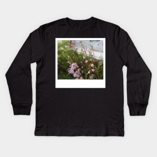 an old photo of a flower taken with an instant print camera Kids Long Sleeve T-Shirt
